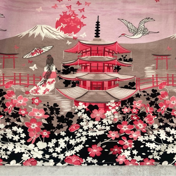 Retro Pin-Up Style A-Line Skirt in a Japanese Inspired Cherry Blossoms Print, S - Picture 2 of 10